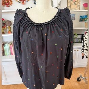 FARM Rio Black Blouse with Colorful Polka Dots